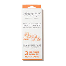 Load image into Gallery viewer, 3 pack Medium Beeswax Wrap ABEEGO