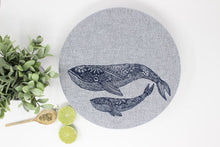 Load image into Gallery viewer, Set of 2 Fabric Bowl Covers 'Whales and Stripes'