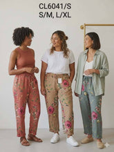 Load image into Gallery viewer, Classic Lino Linen Pants - Teal Floral Print
