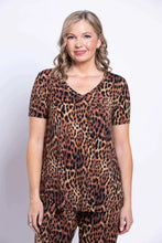 Load image into Gallery viewer, Blue Sky Bamboo 'Jackie' Short Sleeve Top - Chocolate Leopard
