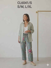 Load image into Gallery viewer, Classic Lino Linen Pants - Teal Floral Print
