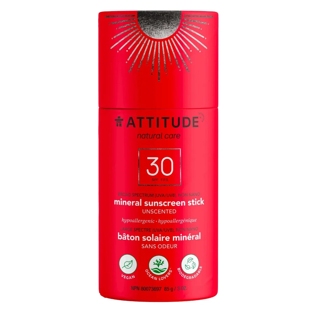 Attitude Mineral Sunscreen Stick SPF 30 Unscented 85g