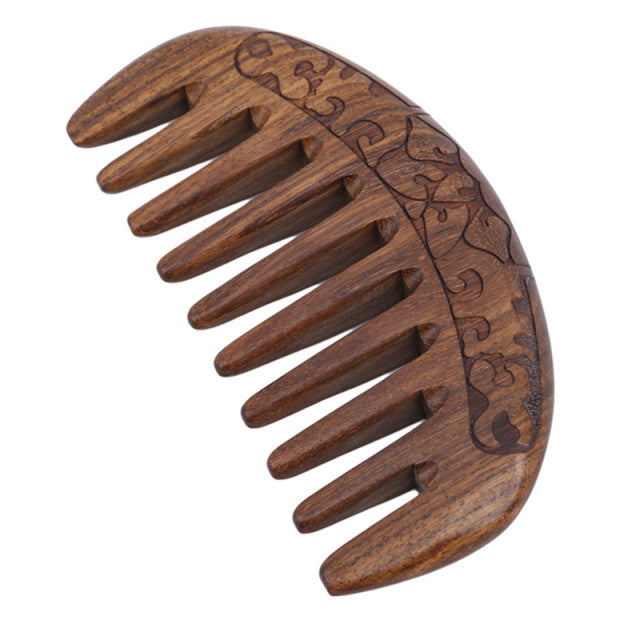 Engraved Wooden Wide Tooth Comb