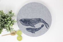 Load image into Gallery viewer, Set of 2 Fabric Bowl Covers &#39;Whales and Stripes&#39;
